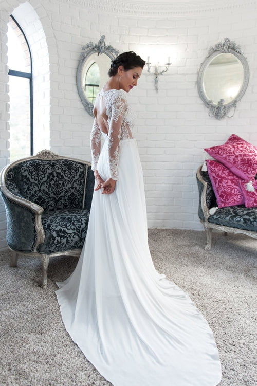 Molteno Couture wedding dress Cape Town bridal gown Azalea with long sleeves