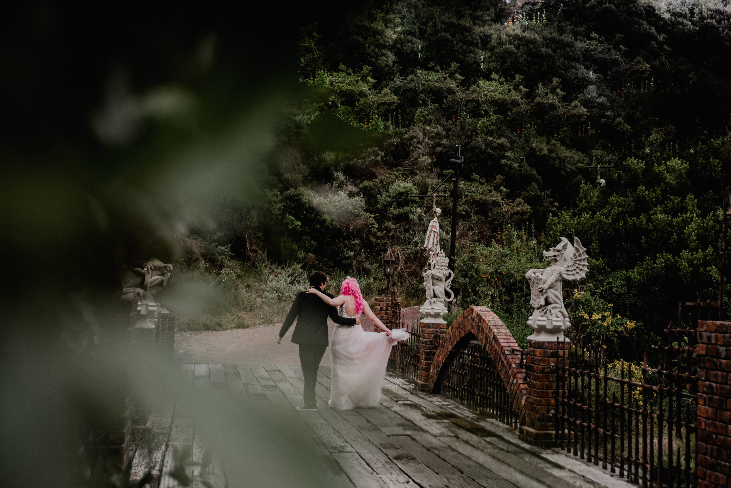 Molteno Couture designer bridal cape town gothic pink hair couple