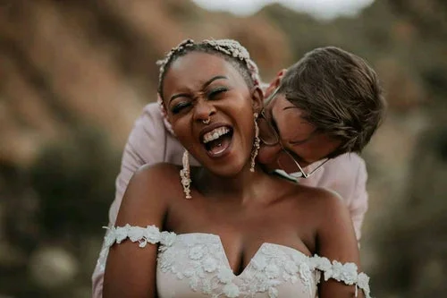 Molteno Couture designer bridal cape town laughing bride couple
