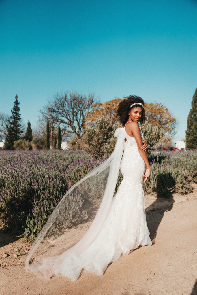 molteno couture wedding dress cape town bridal gown lace detail outdoor headband