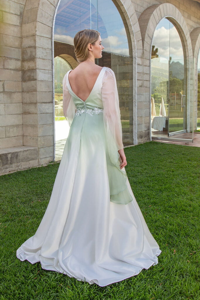 molteno couture ombre green wedding dress cape town